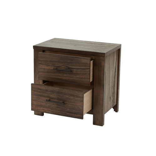 Oak Finish 1pc Nightstand Wooden Bedside Table 2x Drawers Storage Bedroom Furniture