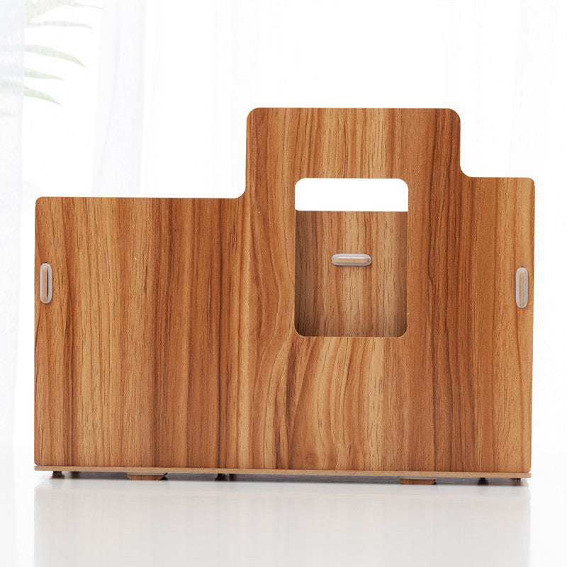 Office Supplies Desktop Storage Box File Rack Wooden Shelves