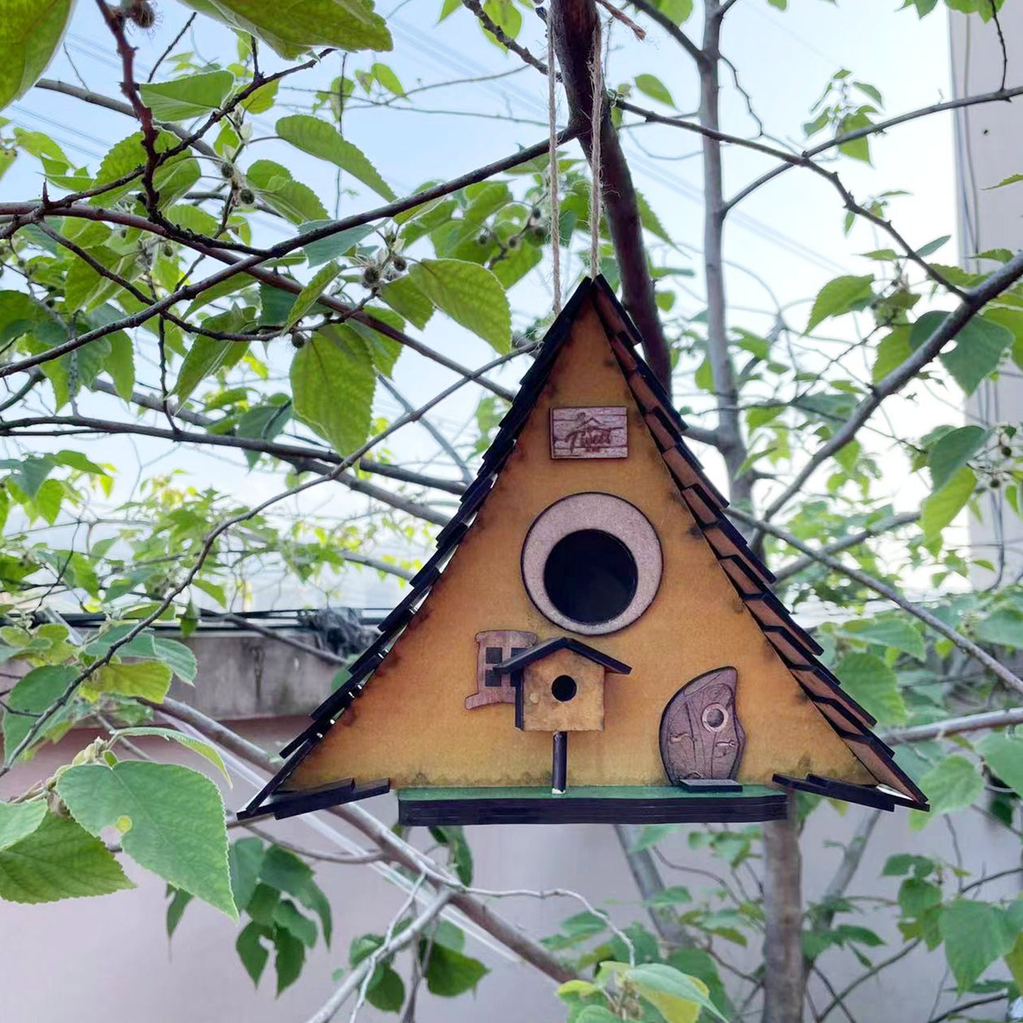 Garden Courtyard Decoration Pendant Wooden Bird House
