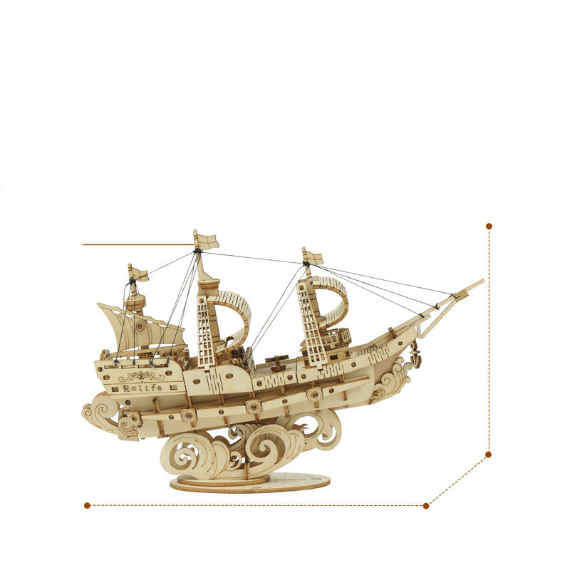 Wooden handmade assembled jigsaw puzzle