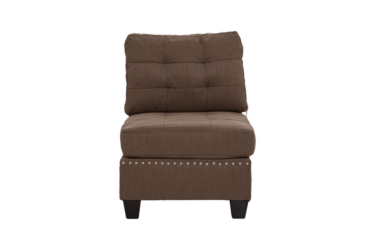Living Room Furniture Tufted Armless Chair Black Coffee Linen Like Fabric 1pc Armless Chair Cushion Nail Heads Wooden Legs