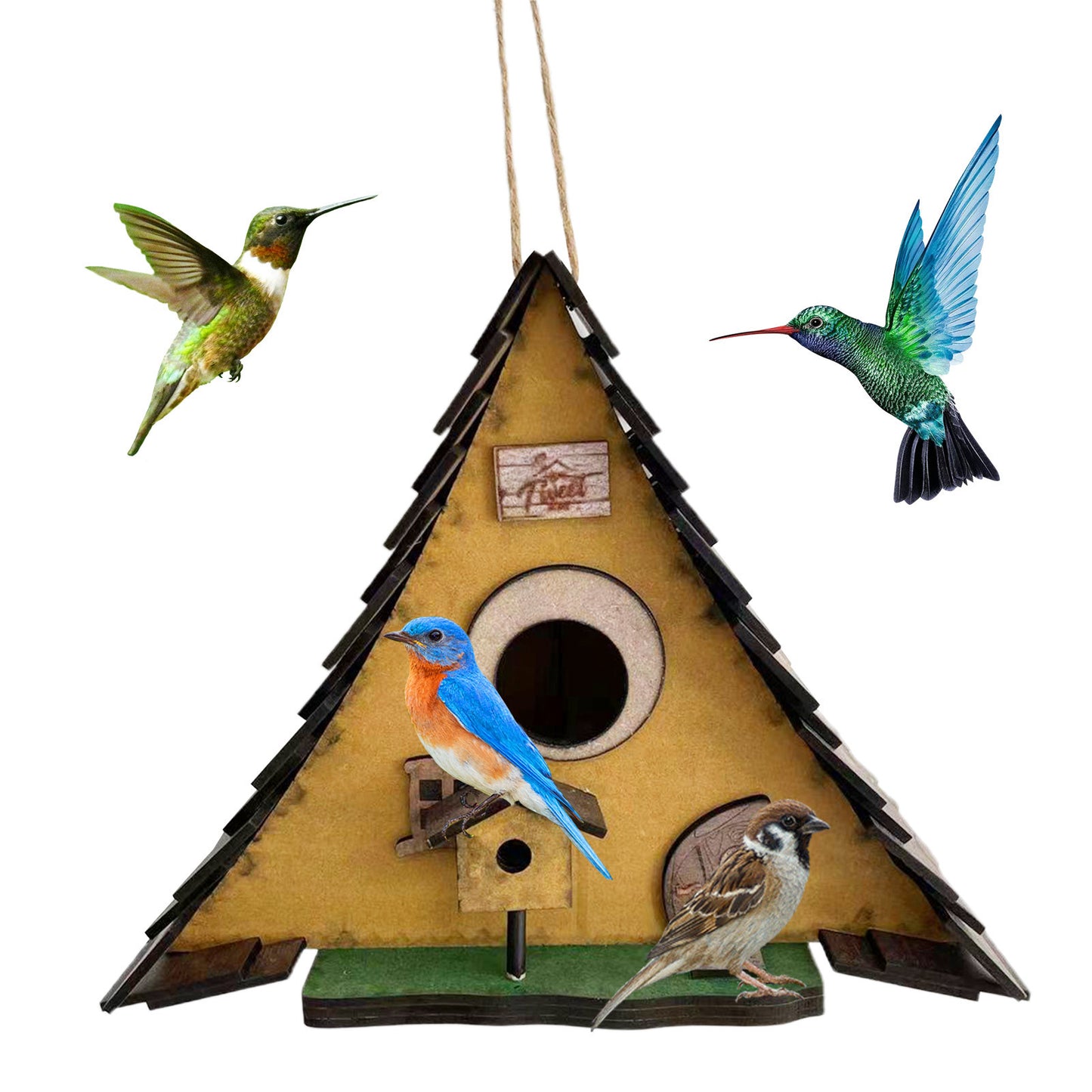 Garden Courtyard Decoration Pendant Wooden Bird House