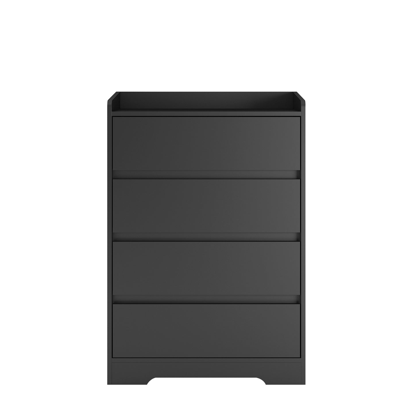 4 Drawer Dresser, Chest Of Drawers Without Handle,Black Dresser For Bedroom Waterproof, Modern Wooden Cabinet With Sturdy Frame For Living Room, Entryway, Bedroom, Hallway, Office