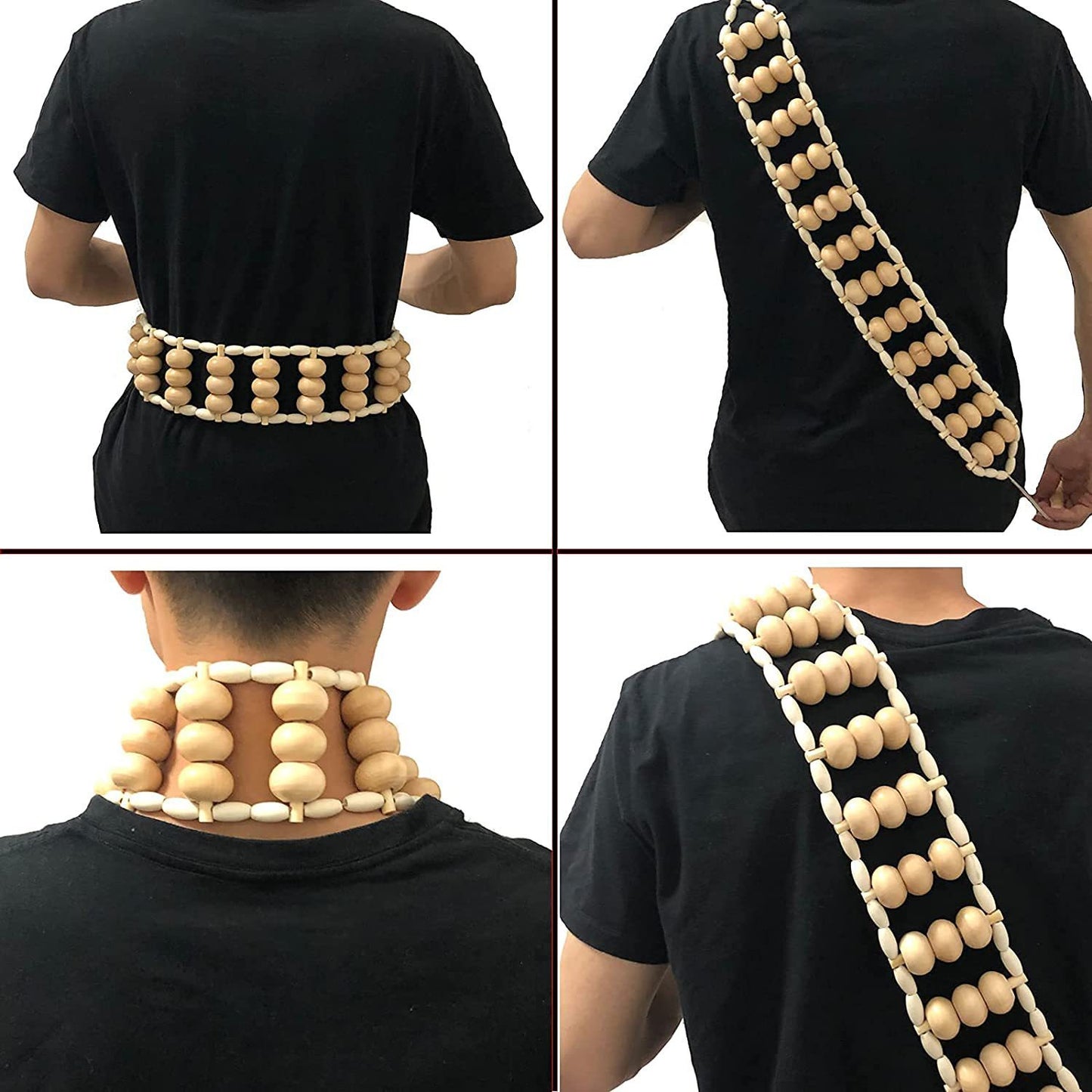 Pull Back Wooden Ease Of Use Manual Back Strip Massage Meridian Neck Massager Roller