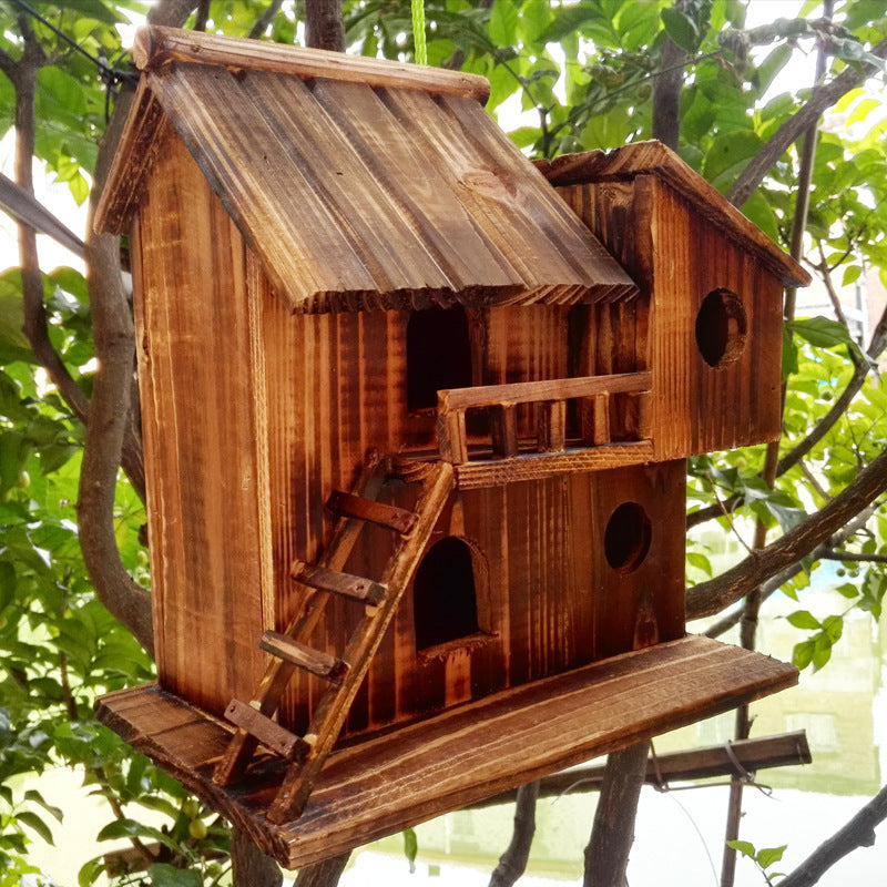 Hanging Wooden Bird Feeder DIY Assembled Garden Decoration