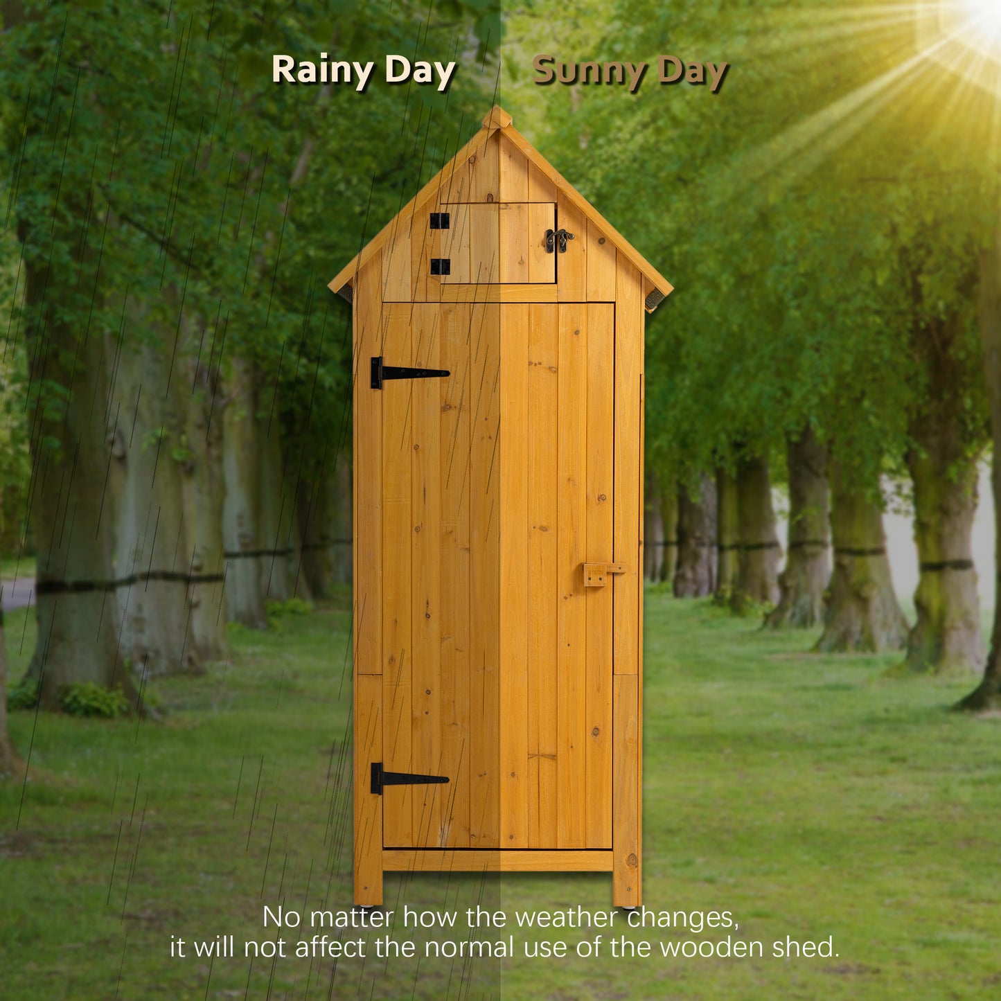 Outdoor Storage Cabinet Tool Shed Wooden Garden Shed Natural