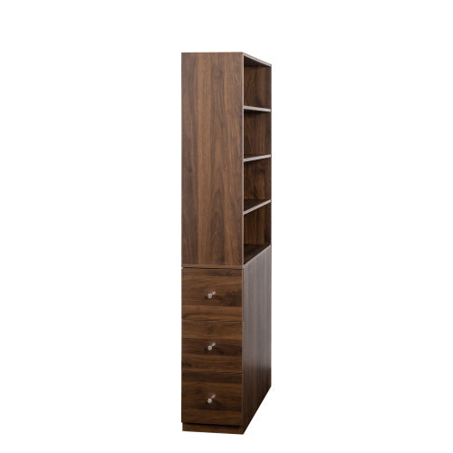 70.87 H Display Storage Cabinet , 4-Tier Shelf, 3 Side Drawers , Modern Wooden Tall Bookshelf Bookcase For Living Room Home Office