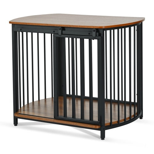 31.5 Furniture Style Dog Crate For Small And Medium Dogs, Wooden Cage Indoor Kennel Furniture, Modern Dog Crate End Table With Double-Doors