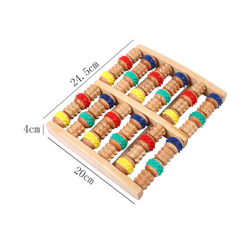 Wood Six Row Large Roller Foot Acupoint Hand Massage Foot Massager