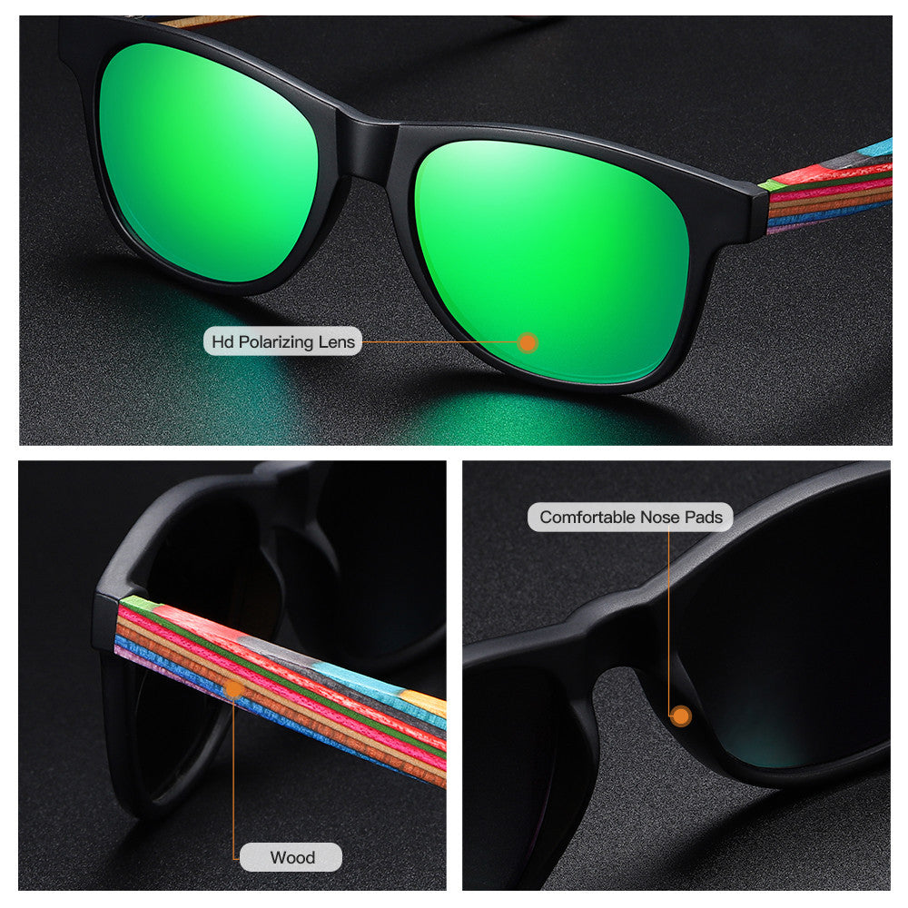 No Rice Nail Sand Black Color Wood Eco-friendly Polarized Sunglasses
