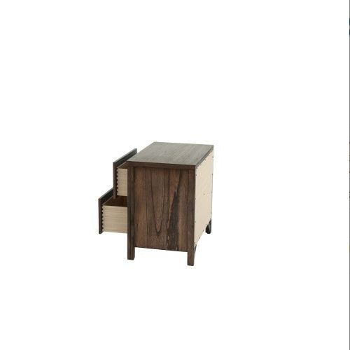 Oak Finish 1pc Nightstand Wooden Bedside Table 2x Drawers Storage Bedroom Furniture