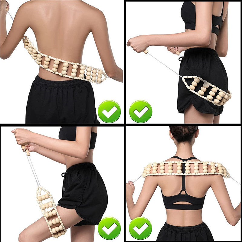 Pull Back Wooden Ease Of Use Manual Back Strip Massage Meridian Neck Massager Roller