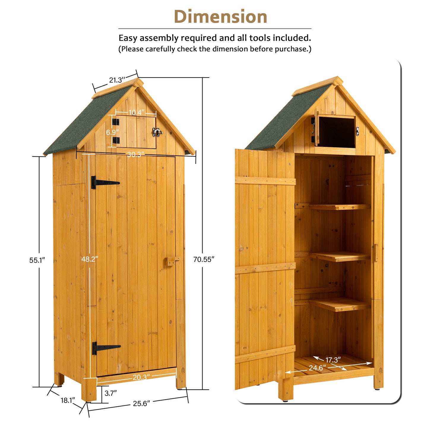 Outdoor Storage Cabinet Tool Shed Wooden Garden Shed Natural