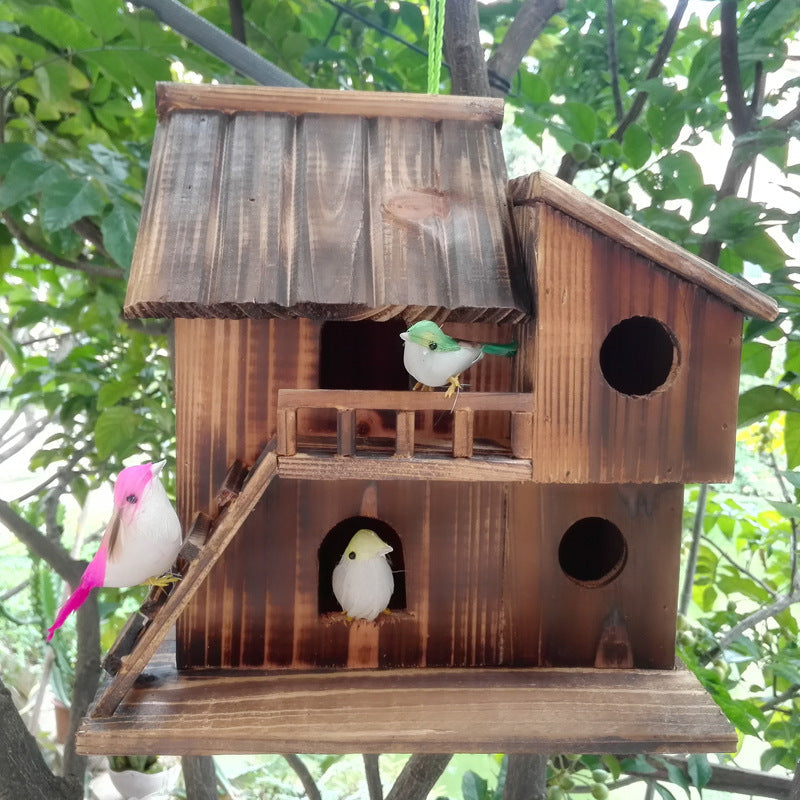 Hanging Wooden Bird Feeder DIY Assembled Garden Decoration
