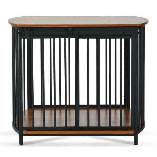 31.5 Furniture Style Dog Crate For Small And Medium Dogs, Wooden Cage Indoor Kennel Furniture, Modern Dog Crate End Table With Double-Doors