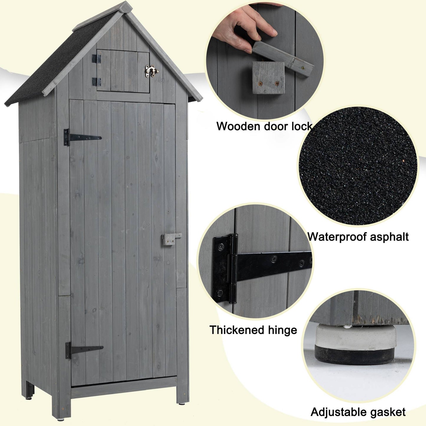 Outdoor Storage Cabinet Tool Shed Wooden Garden Shed