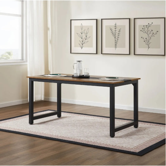 Computer Desk Large Office Desk, 59.8 Inch   70.9 Inch Gaming Desk Writing Desk Work Desk For Home Office, Study, Modern Simple Wooden Desk, Large Legroom, Metal Frame, Rustic Black