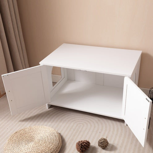 Cat Litter Box Enclosure, Litter Box Furniture Hidden With Barn Door, Wooden Cat Washroom Furniture, Cat House, End Table, Fit Most Of Litter Box