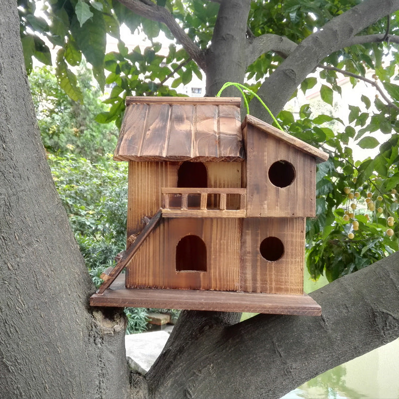 Hanging Wooden Bird Feeder DIY Assembled Garden Decoration