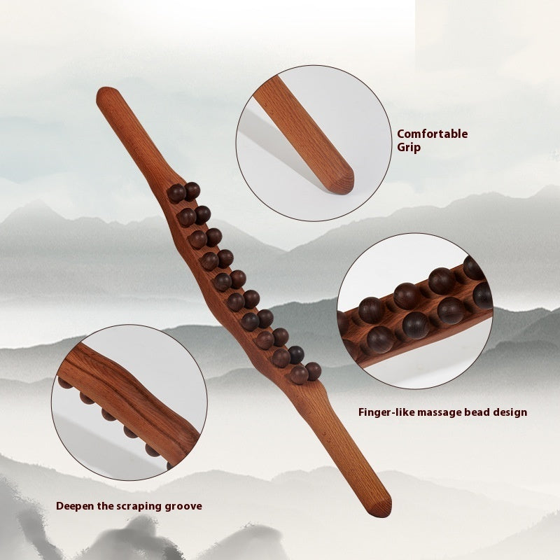 Carbonized Wood Massage Tool Wooden Bead Back Scratcher