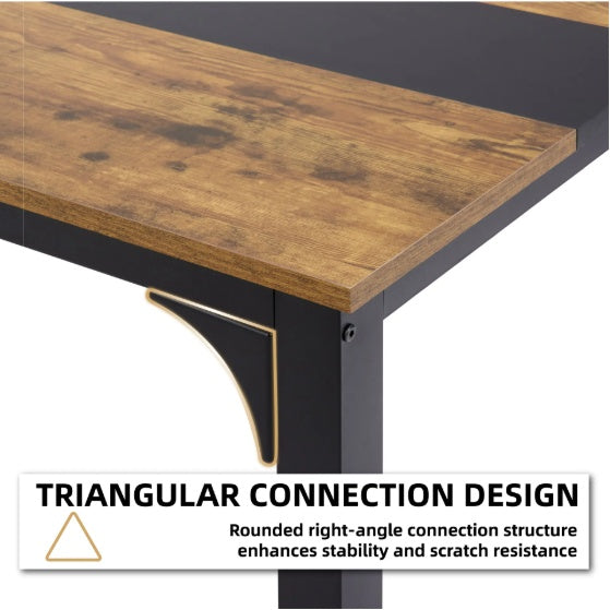 Computer Desk Large Office Desk, 59.8 Inch 70.9 Inch Gaming Desk Writing Desk Work Desk For Home Office, Study, Modern Simple Wooden Desk, Large Legroom, Metal Frame, Rustic Black