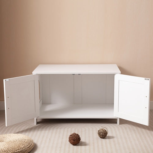 Cat Litter Box Enclosure, Litter Box Furniture Hidden With Barn Door, Wooden Cat Washroom Furniture, Cat House, End Table, Fit Most Of Litter Box