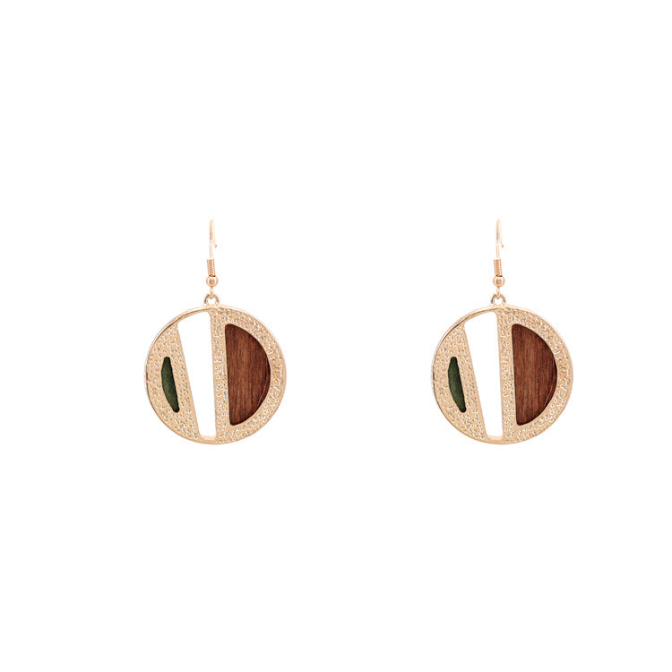 European And American Simple Style Wood Earrings