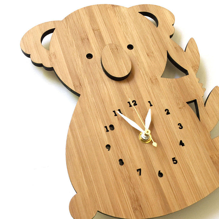 Bamboo Wood Koala Bear Wall Clock