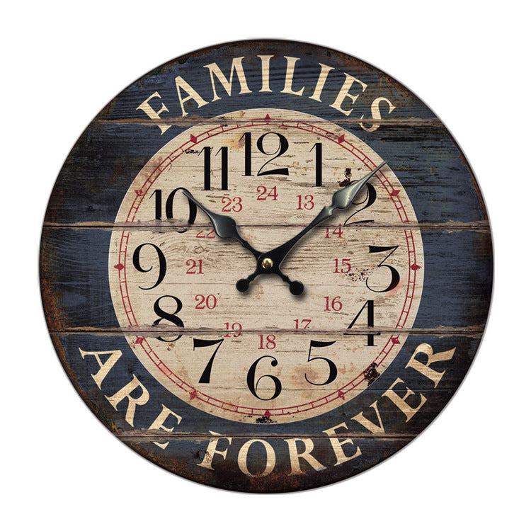 Creative Wood Grain Color Wall Clock In Living Room