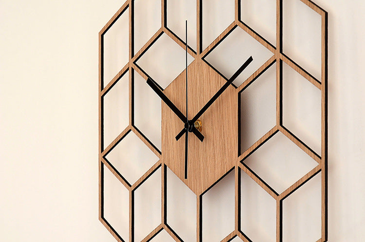 Geometric figure, wall clock, wood clock