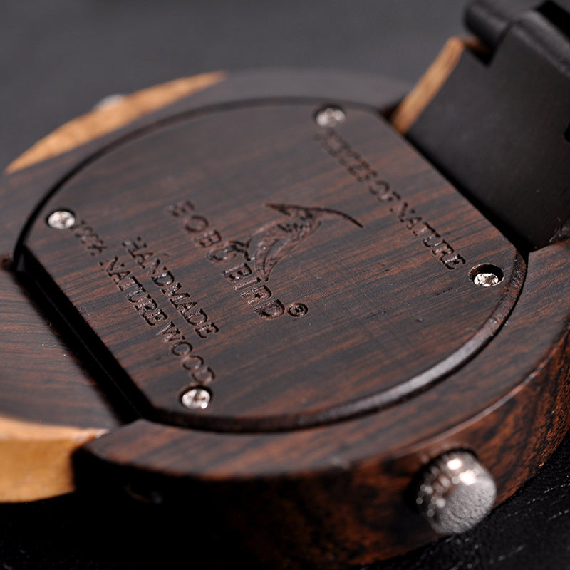 Wooden double movement wood watch