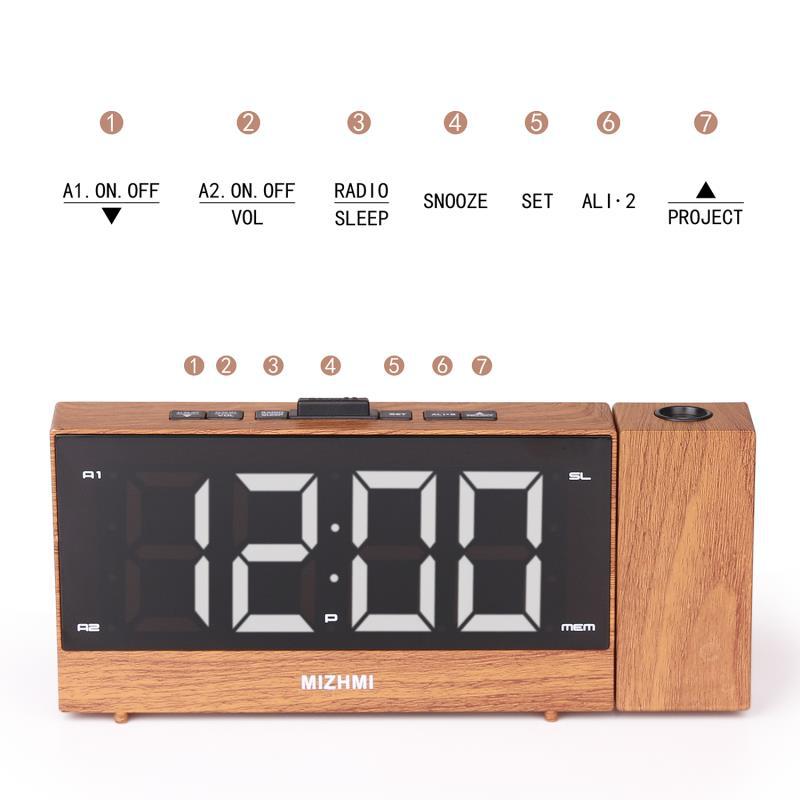 Wood Grain 1.8 Inch Multifunctional USB Charging Radio Clock