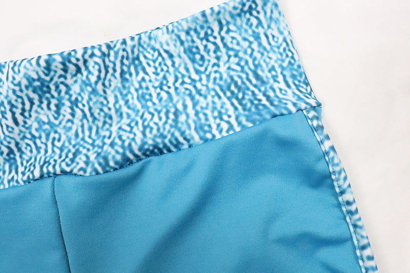 Printed vest color-block shorts yoga wear