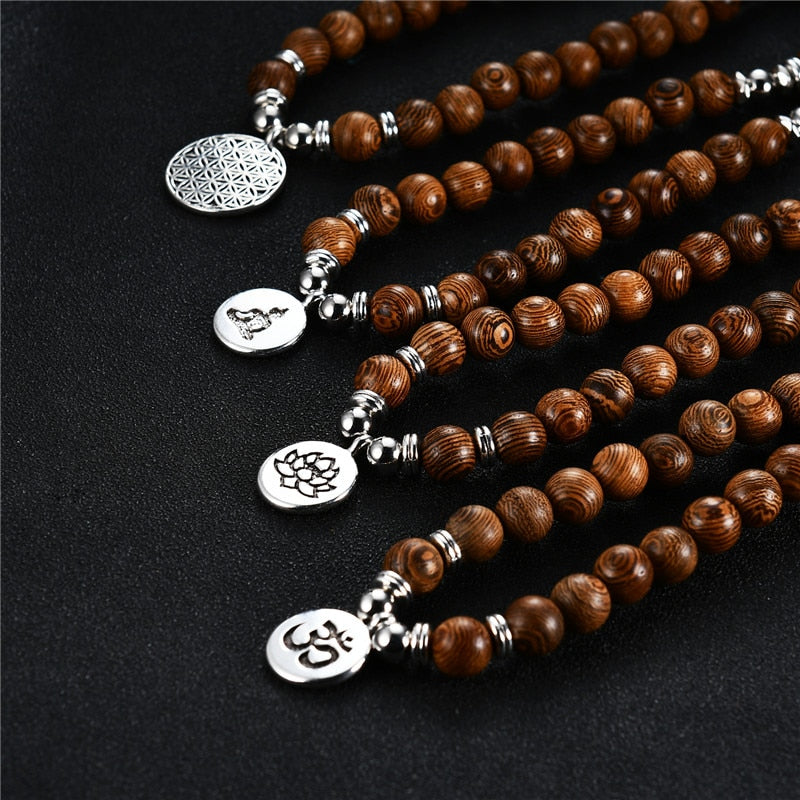108 wooden beads bracelet necklace