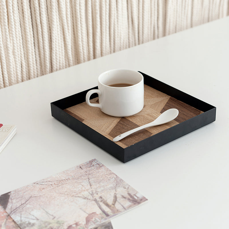 Jewelry Desktop Storage Box Tray Entrance Key Disk Wood Grain Sundries Tray