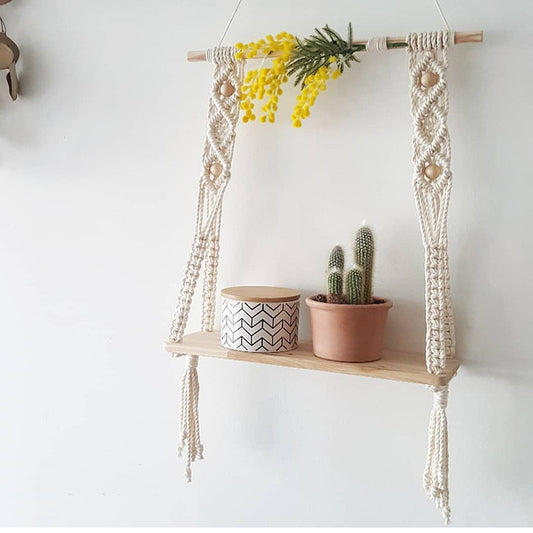 Hand-woven tapestry shelf