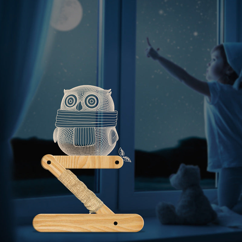 Creative owl wood lamp