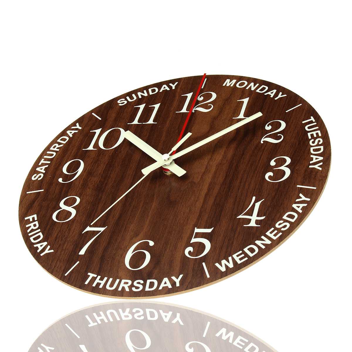 Luminous wood grain wall clock