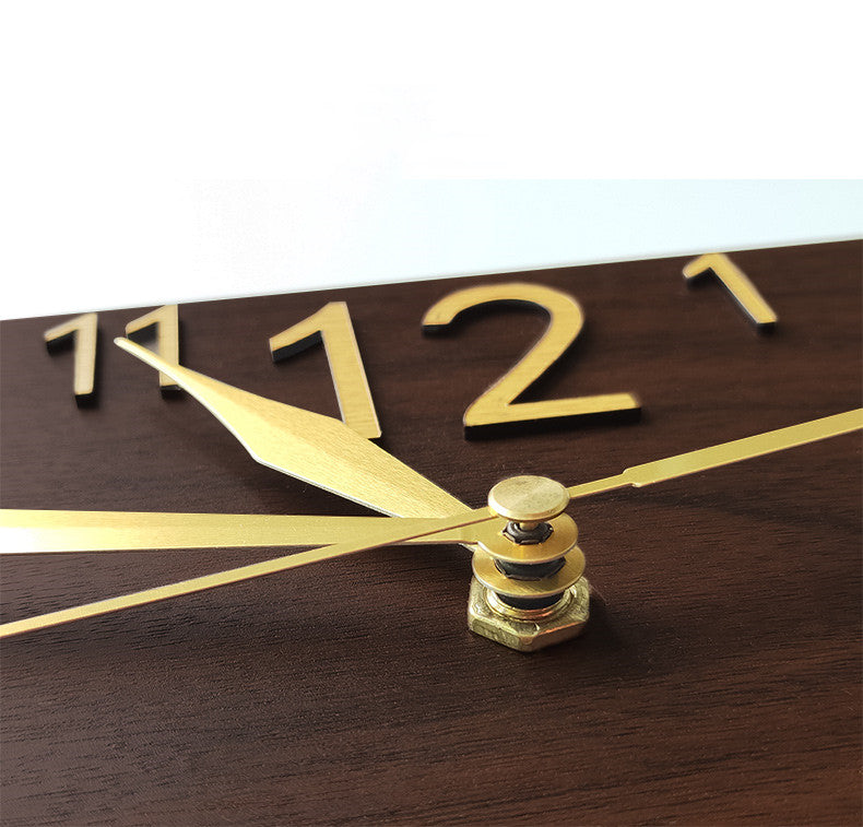 Retro Wood Grain Rectangular Wall Clock Living Room Study Home Creative Clock Personality Art Deco Clock Mute