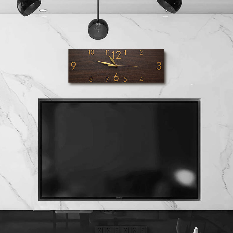 Retro Wood Grain Rectangular Wall Clock Living Room Study Home Creative Clock Personality Art Deco Clock Mute