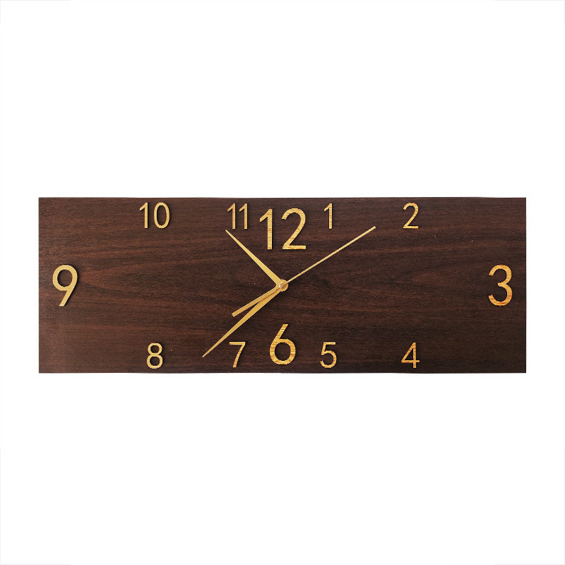Retro Wood Grain Rectangular Wall Clock Living Room Study Home Creative Clock Personality Art Deco Clock Mute