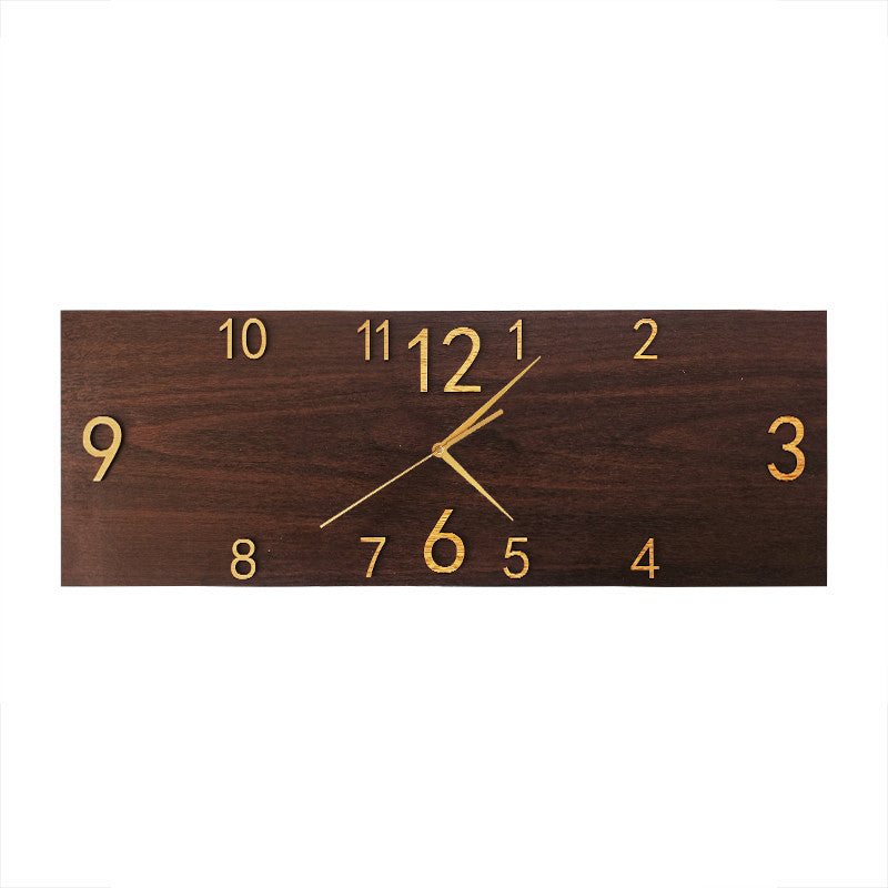 Retro Wood Grain Rectangular Wall Clock Living Room Study Home Creative Clock Personality Art Deco Clock Mute