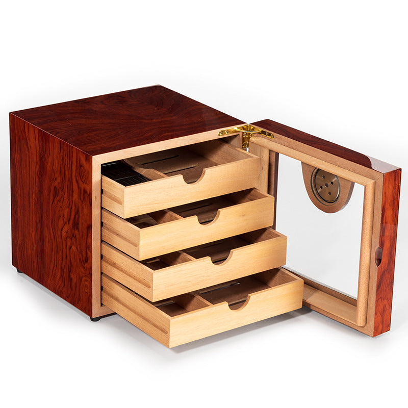 High-Grade Cedar Wood Cigar Box Four-Layer Solid Wood Large-Capacity Constant Temperature Moisturizing Cigar Humidor