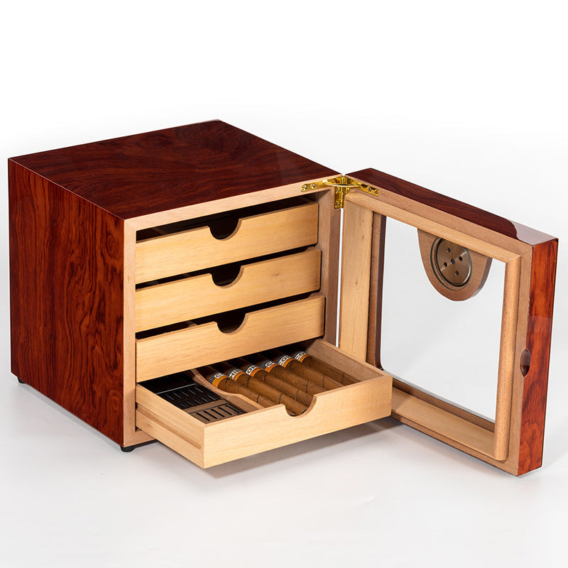 High-Grade Cedar Wood Cigar Box Four-Layer Solid Wood Large-Capacity Constant Temperature Moisturizing Cigar Humidor