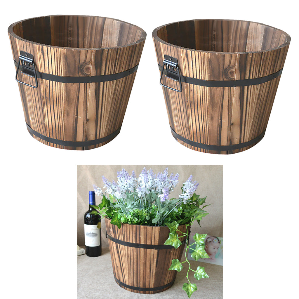Solid Wood Succulent Plant Pots Carbonized Anticorrosive Wood Flower Box
