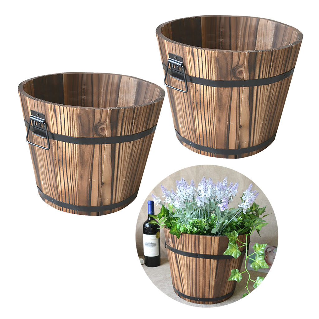 Solid Wood Succulent Plant Pots Carbonized Anticorrosive Wood Flower Box