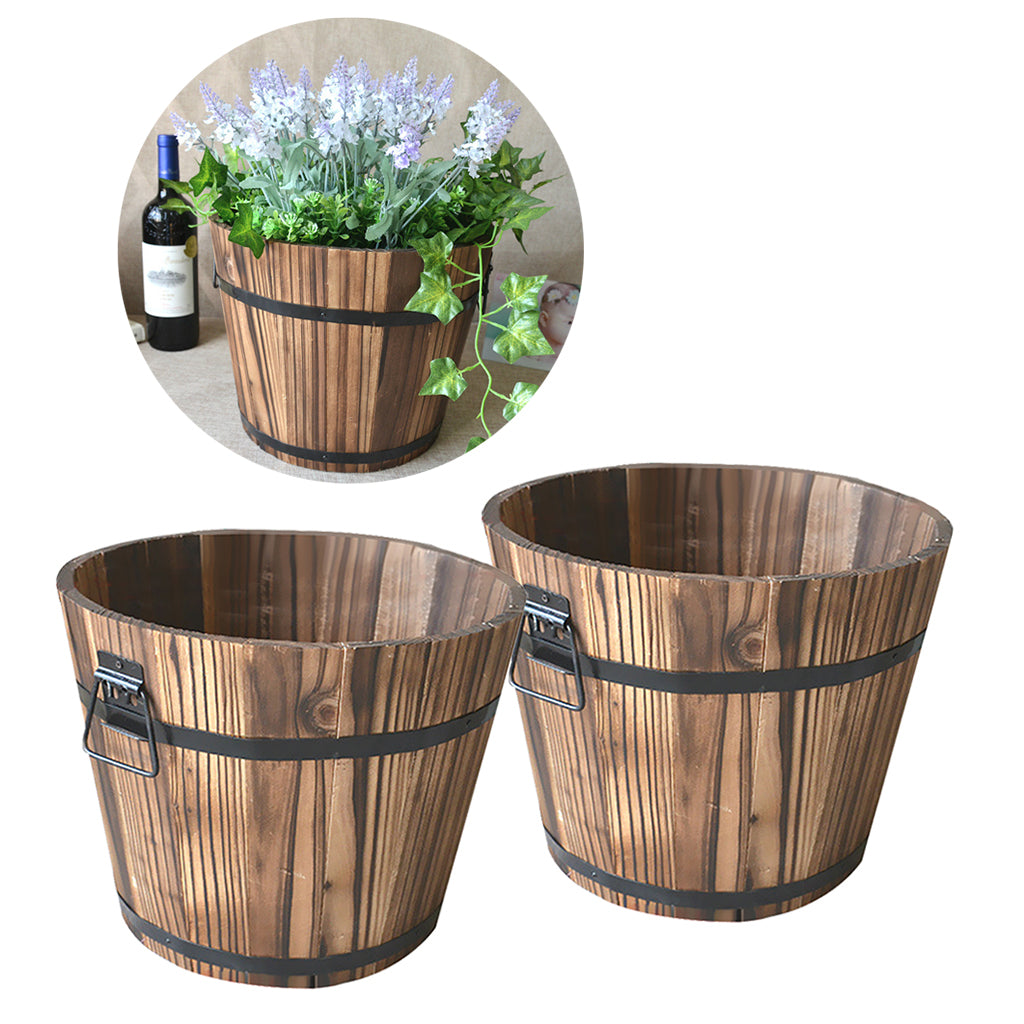 Solid Wood Succulent Plant Pots Carbonized Anticorrosive Wood Flower Box