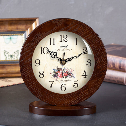 Baoli Living Room American Simple Solid Wood Clock And Clock Silent Modern Bedroom Desk Clock European Creative Sitting Clock And Pendulum Clock