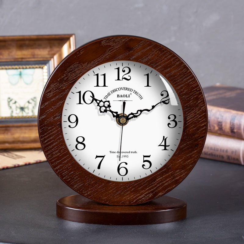 Baoli Living Room American Simple Solid Wood Clock And Clock Silent Modern Bedroom Desk Clock European Creative Sitting Clock And Pendulum Clock