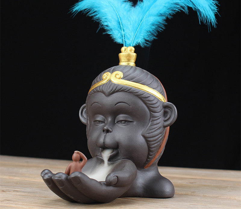 Monkey King Reflux Incense Burner Decoration Purple Clay Aroma Burner Ju Fangfeng